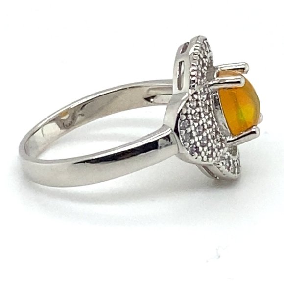 Welo Opal 1.19ct Platinum Finish Solid 925 Sterling Silver Ring - Picture 4 of 6